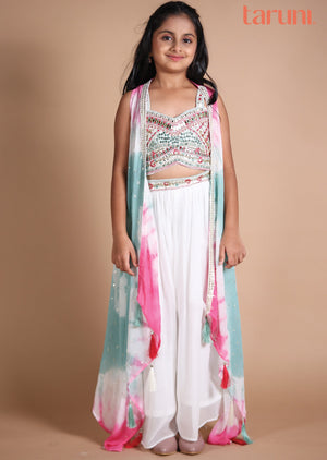 Off White Sillk Kids Shararas Ghararas