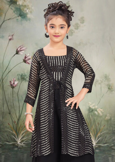 Black Georgette Kids Shararas Ghararas