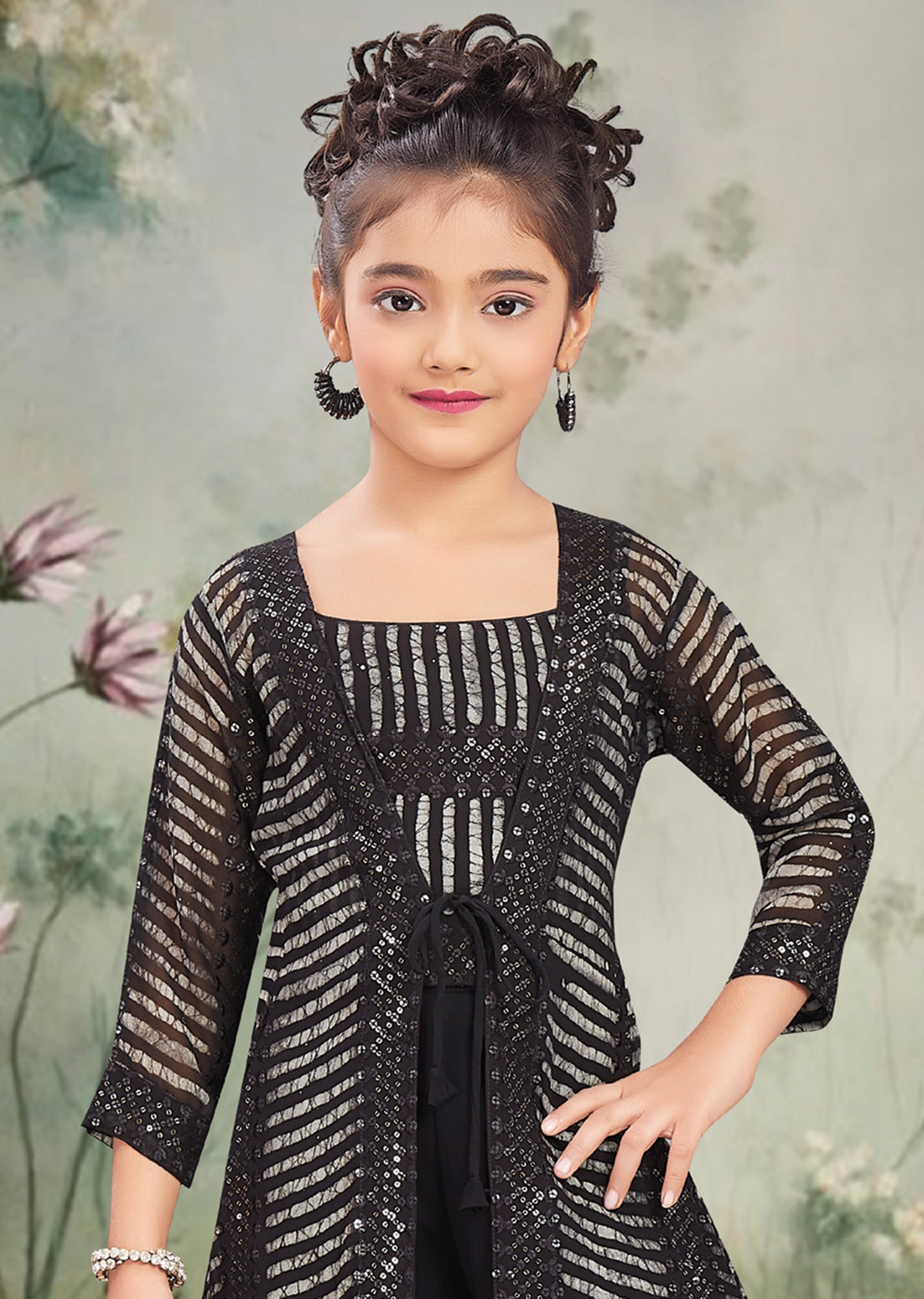 Black Georgette Kids Shararas Ghararas