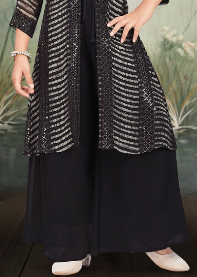 Black Georgette Kids Shararas Ghararas