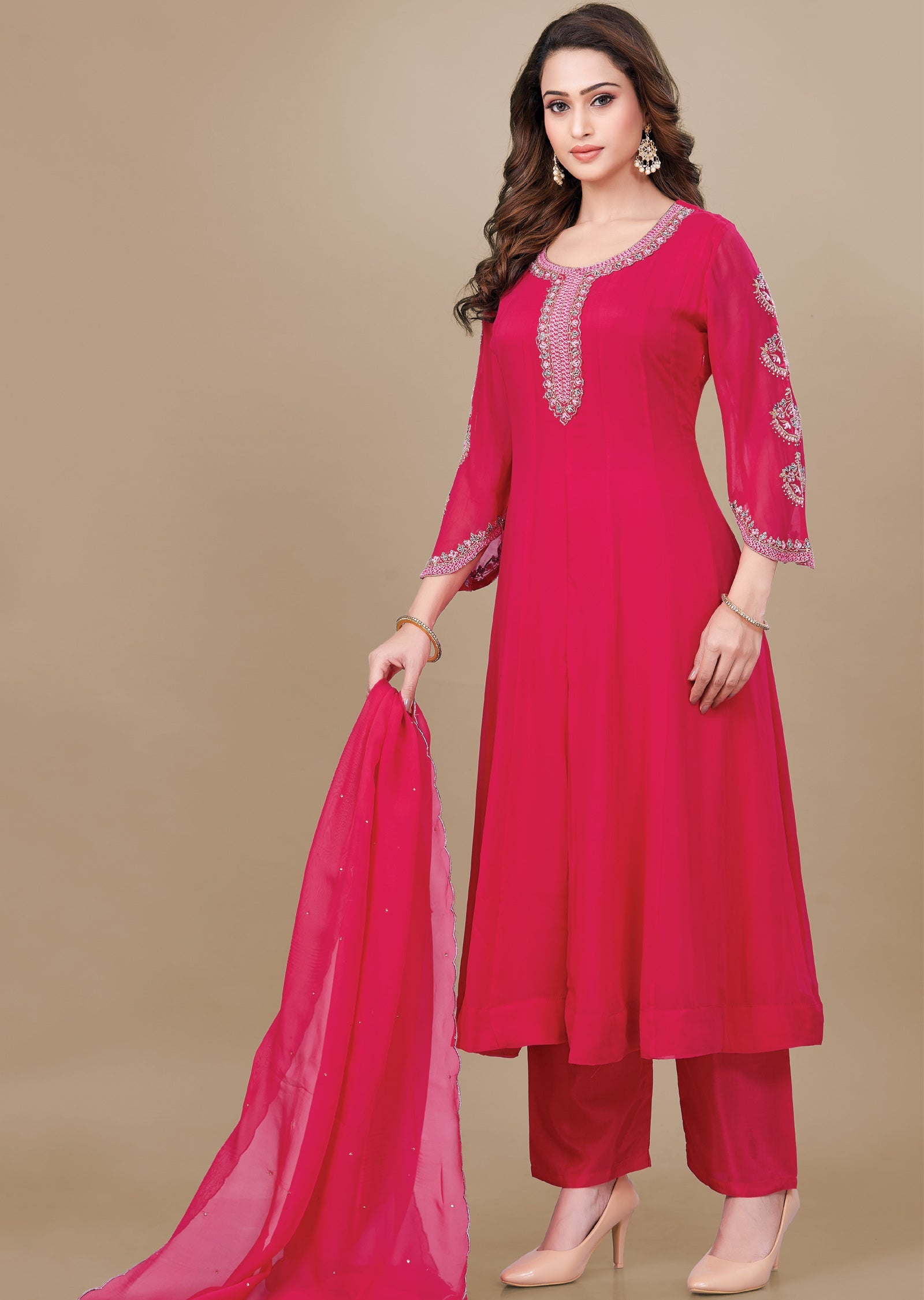 Rani Pink Georgette Anarkali