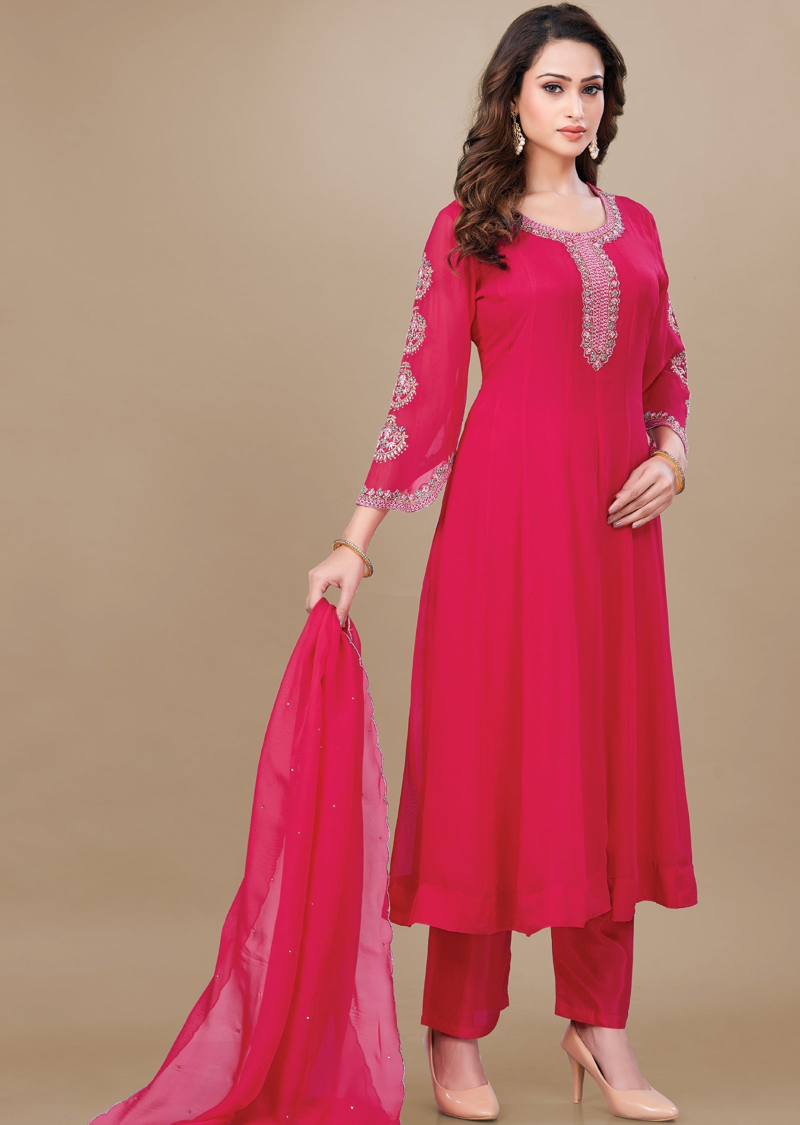 Rani Pink Georgette Anarkali