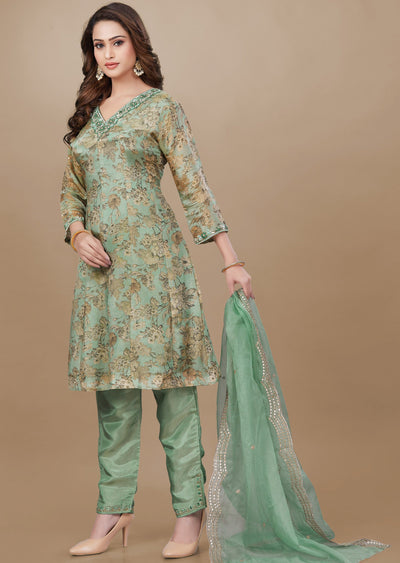 Light Green Tissue Silk Anarkali