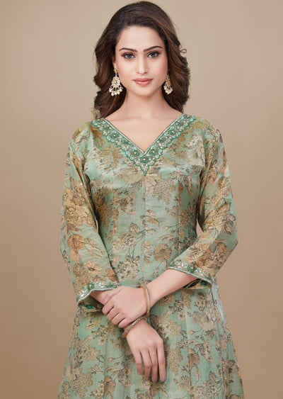 Light Green Tissue Silk Anarkali