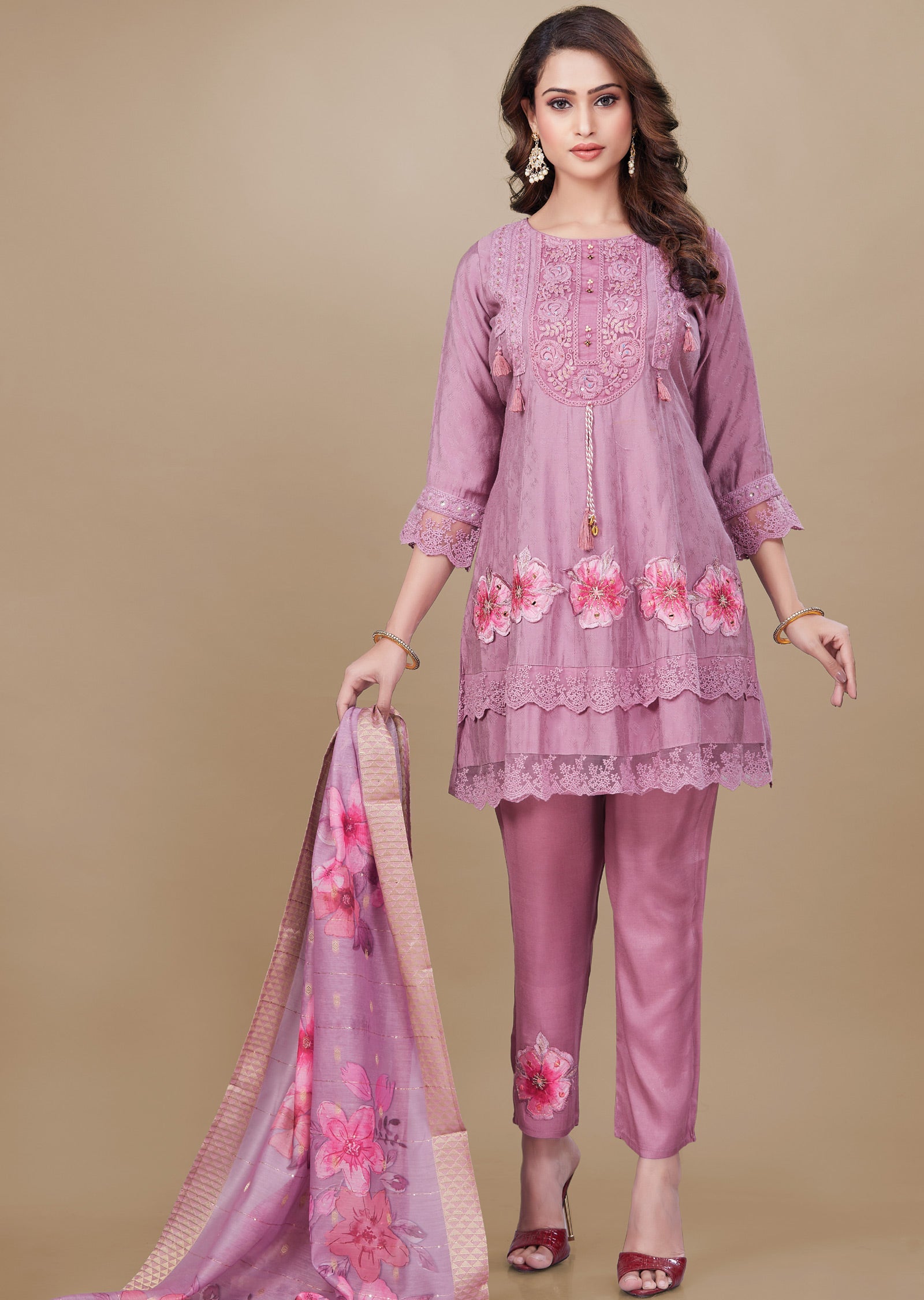 Lavender Modal Silk Anarkali