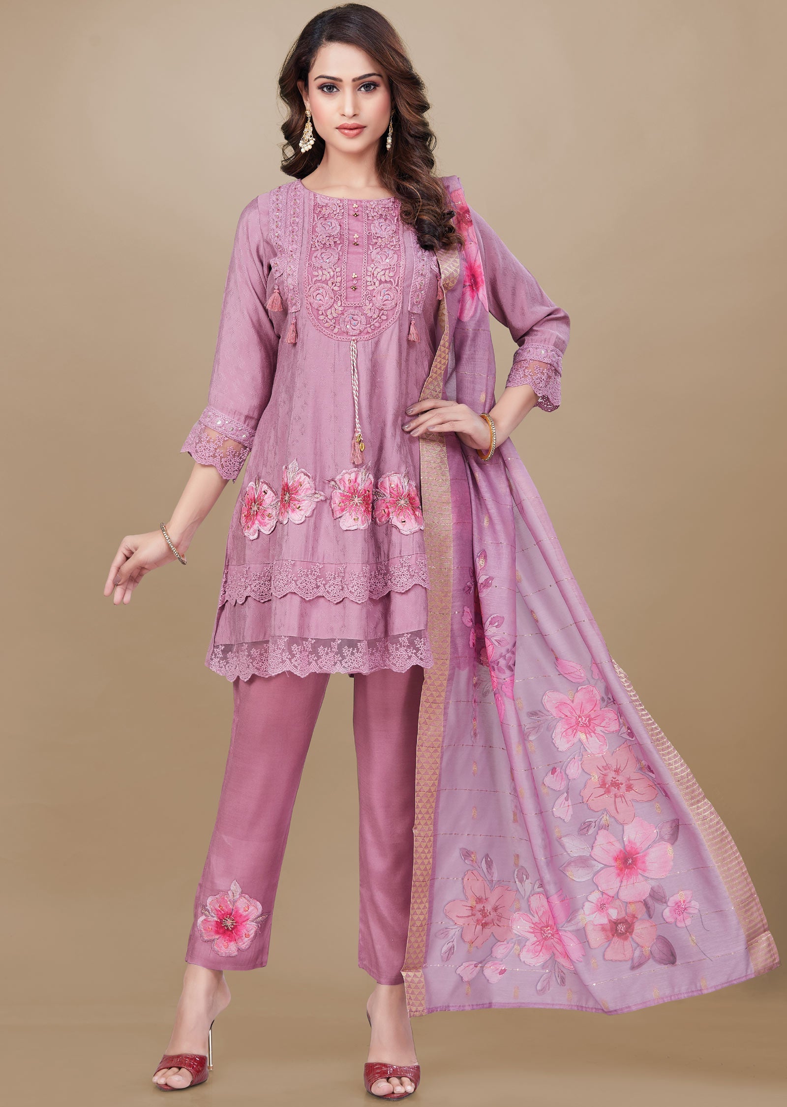 Lavender Modal Silk Anarkali