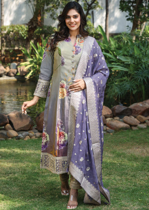 Lavender Tissue Silk Anarkali