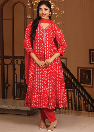 Red Silk Anarkali Suit