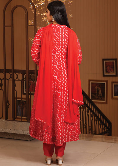 Red Silk Anarkali Suit