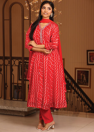 Red Silk Anarkali Suit