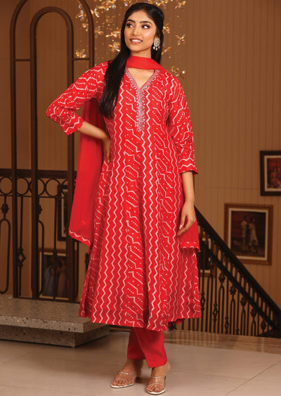 Red Silk Anarkali Suit