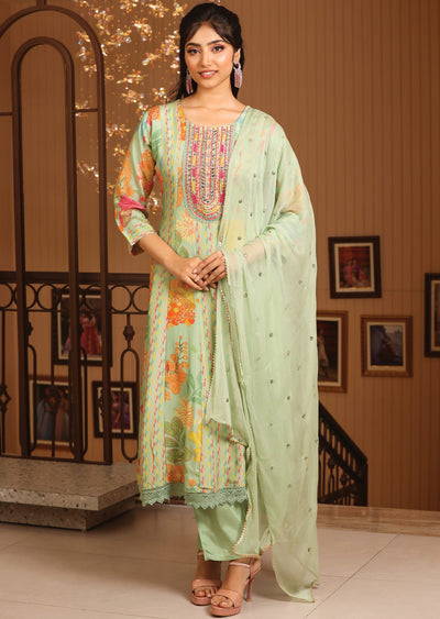 Light Green Shimmer Modal Anarkali Suit