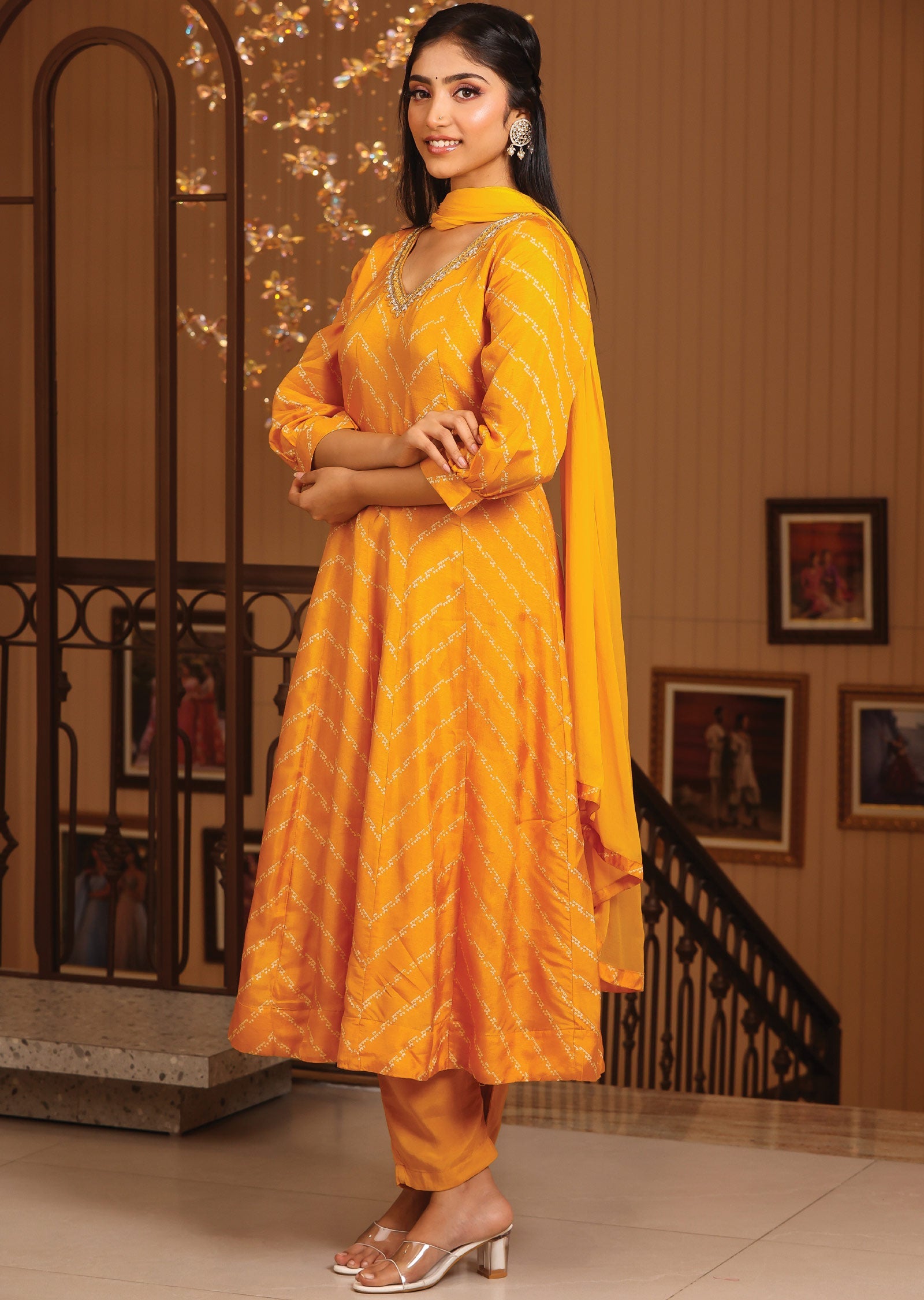 Mustard Silk Anarkali Suit