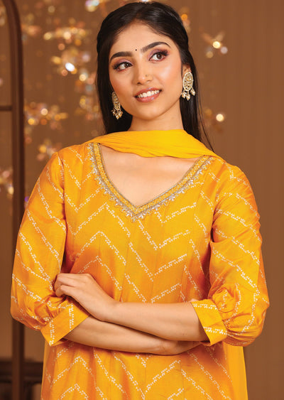 Mustard Silk Anarkali Suit