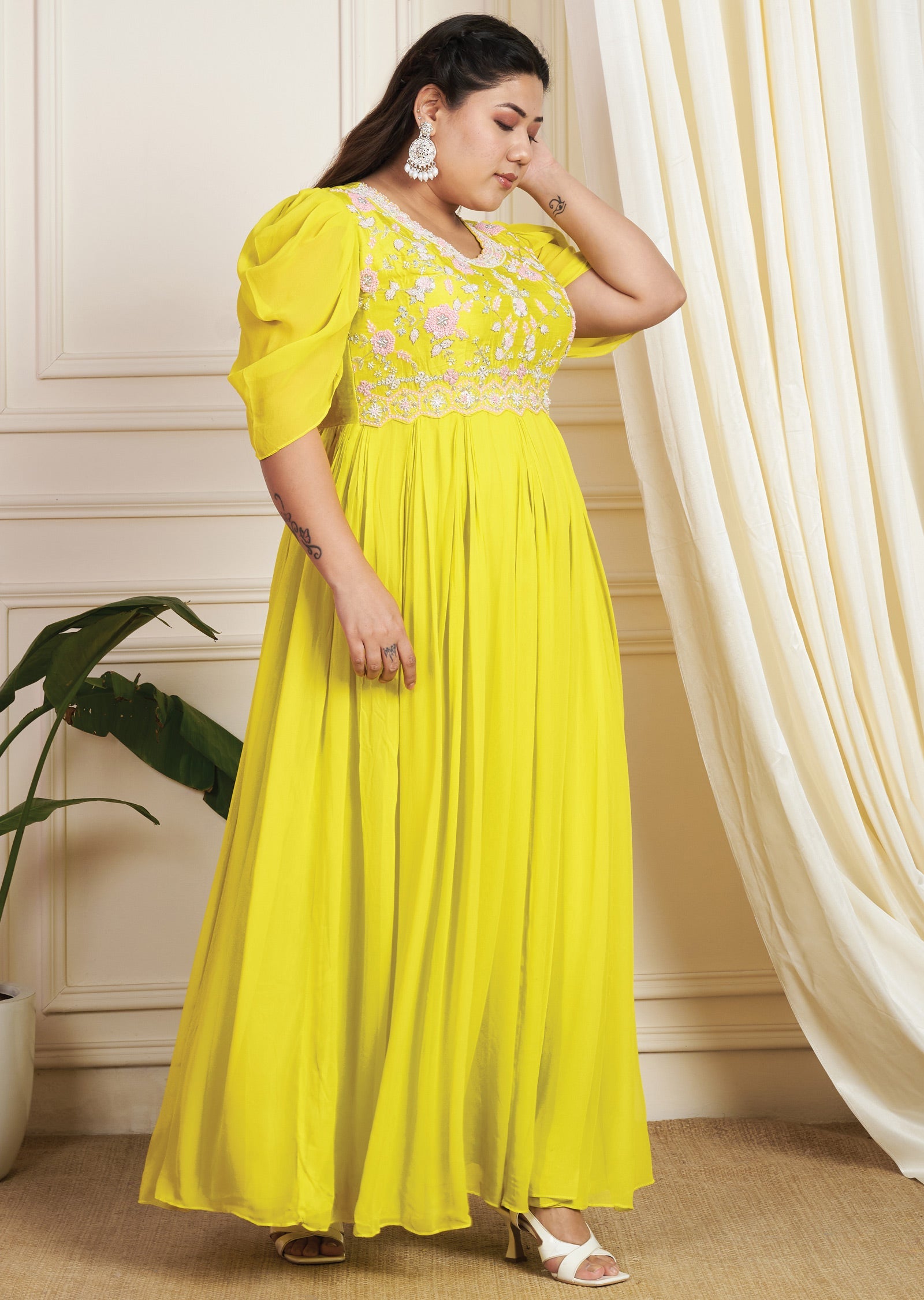 Yellow Georgette Anarkali Suit