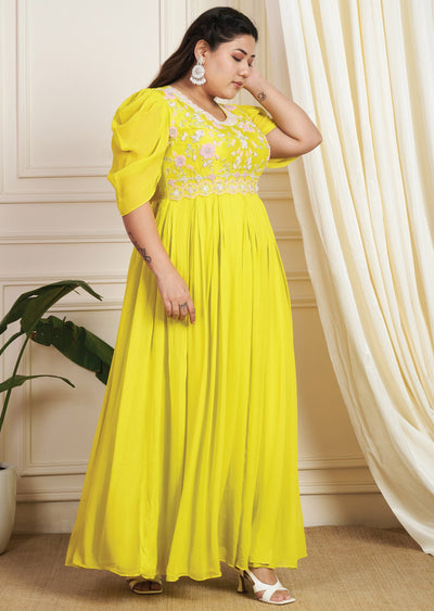 Yellow Georgette Anarkali Suit