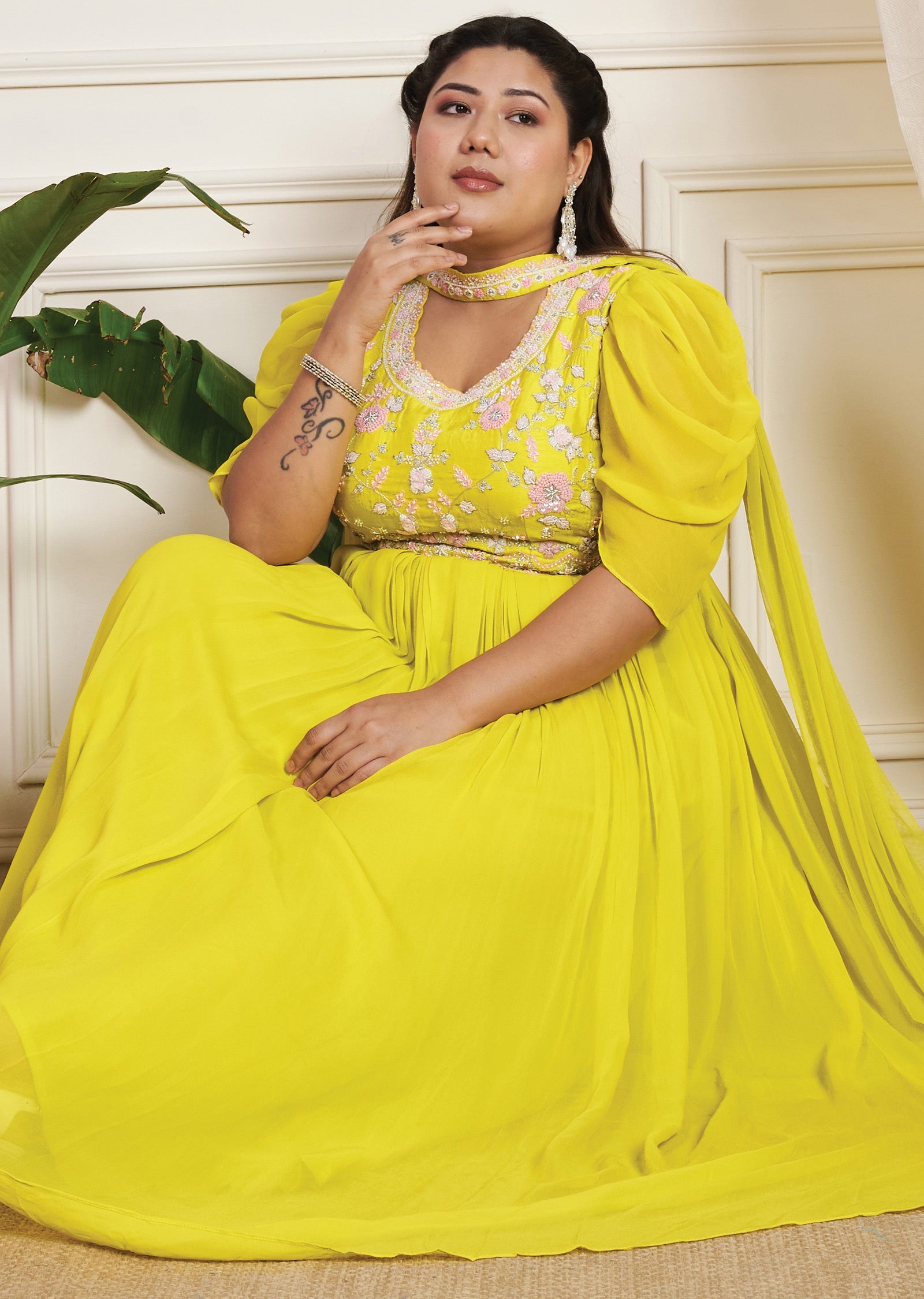 Yellow Georgette Anarkali Suit