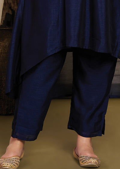 Navy Blue Soft Silk Anarkali Suit