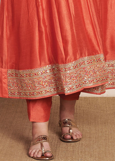 Dark Rust Soft Silk Anarkali Suit