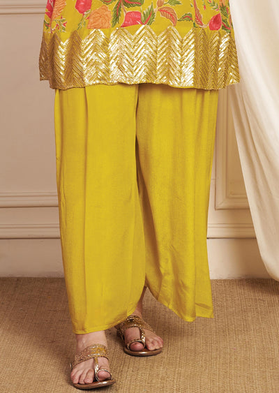 Mustard Chinnon Anarkali Suit
