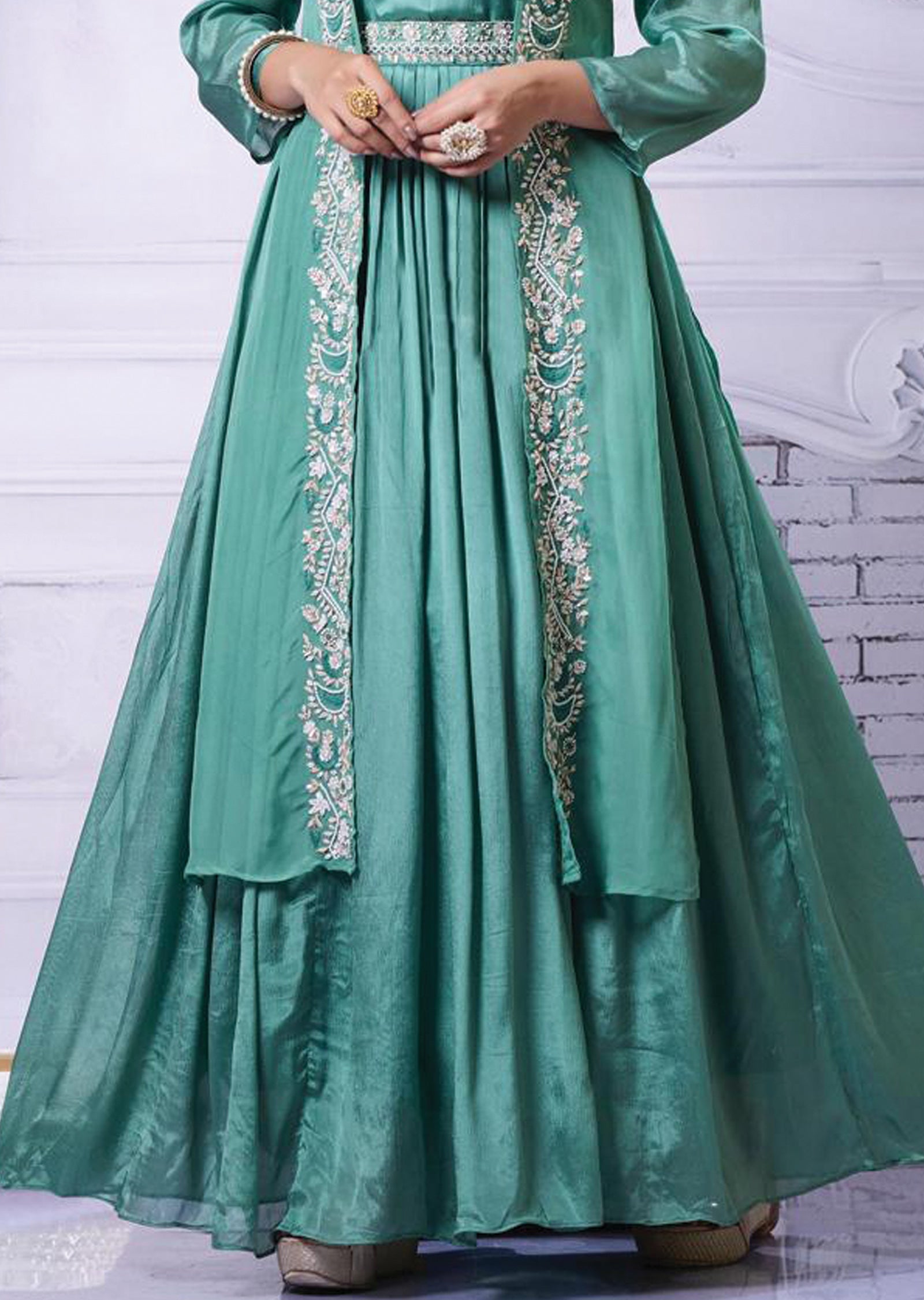 Dusty Green Chinnon Gown