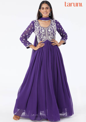 Purple Georgette Zardosi & Embroidered Anarkali