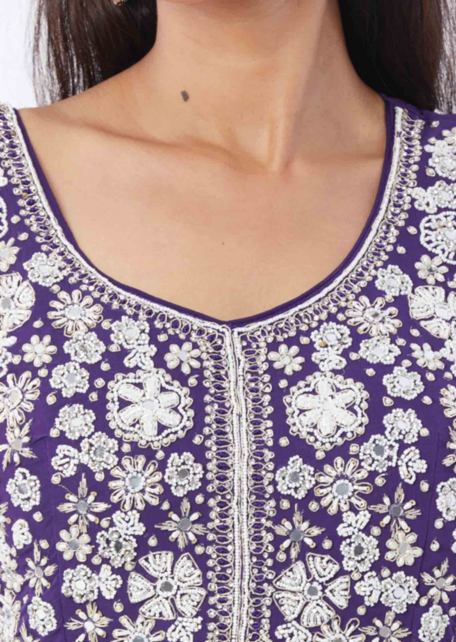 Purple Georgette Zardosi & Embroidered Anarkali