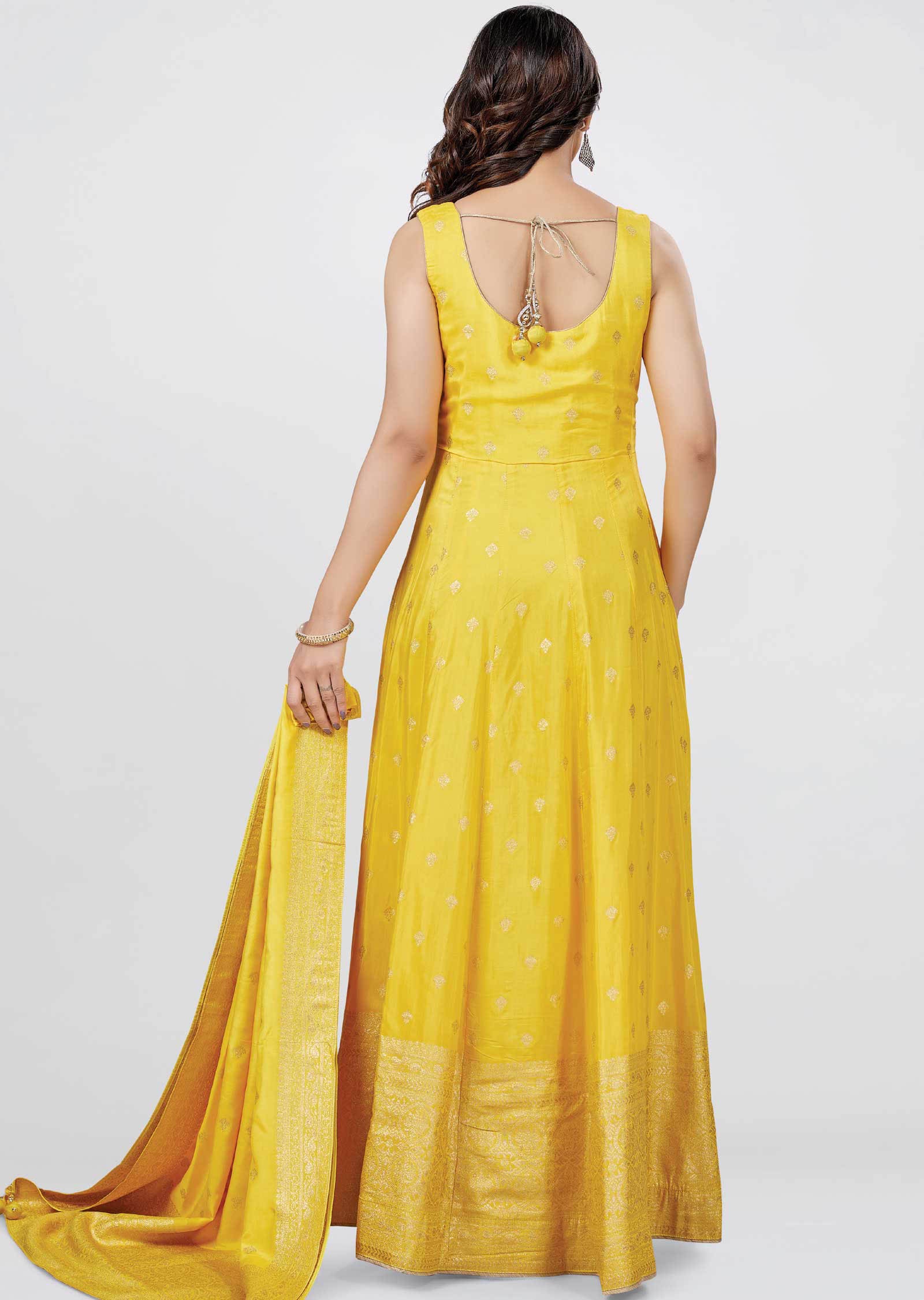 Yellow Banaras Anarkali