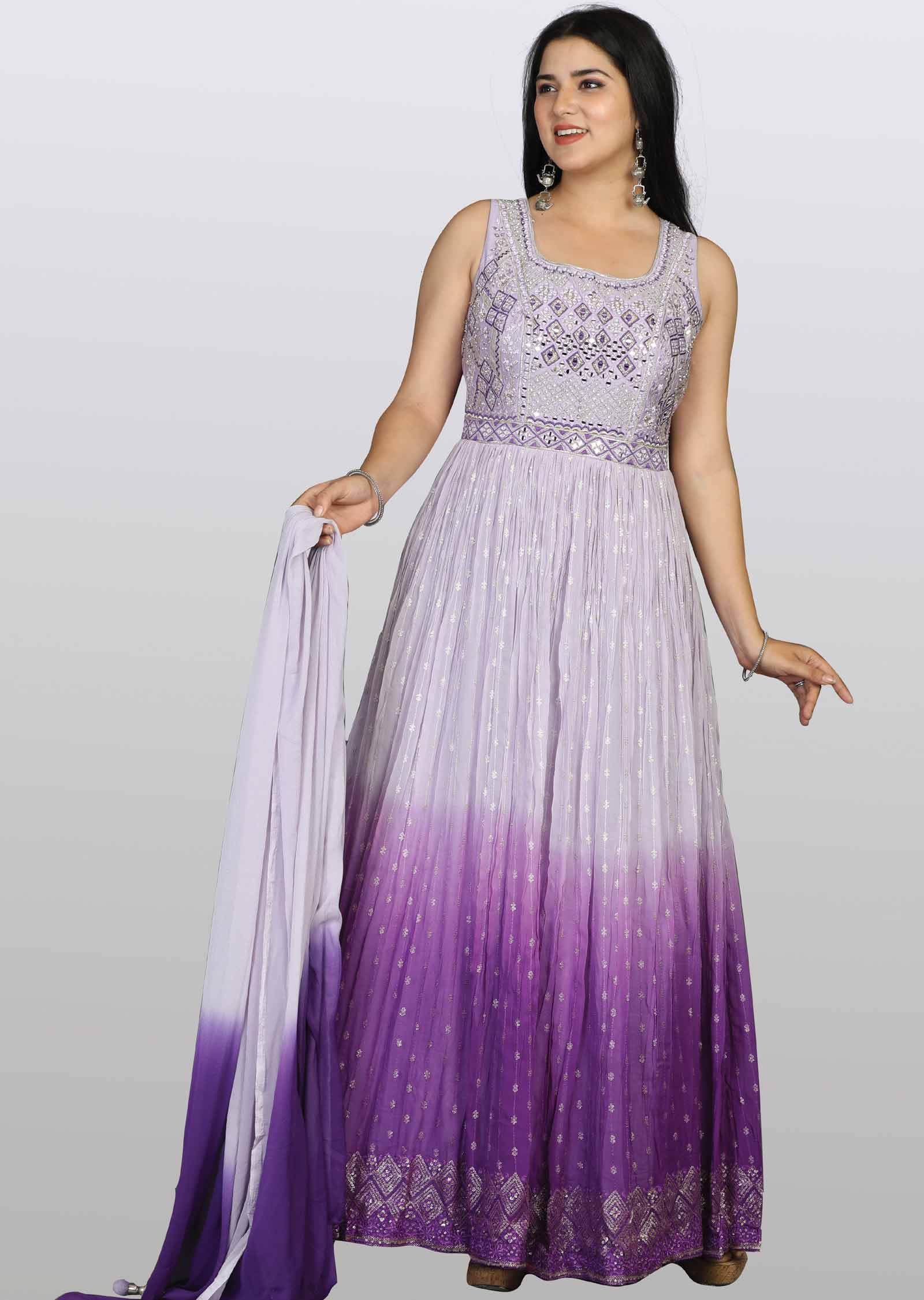 Lavender Georgette Anarkali