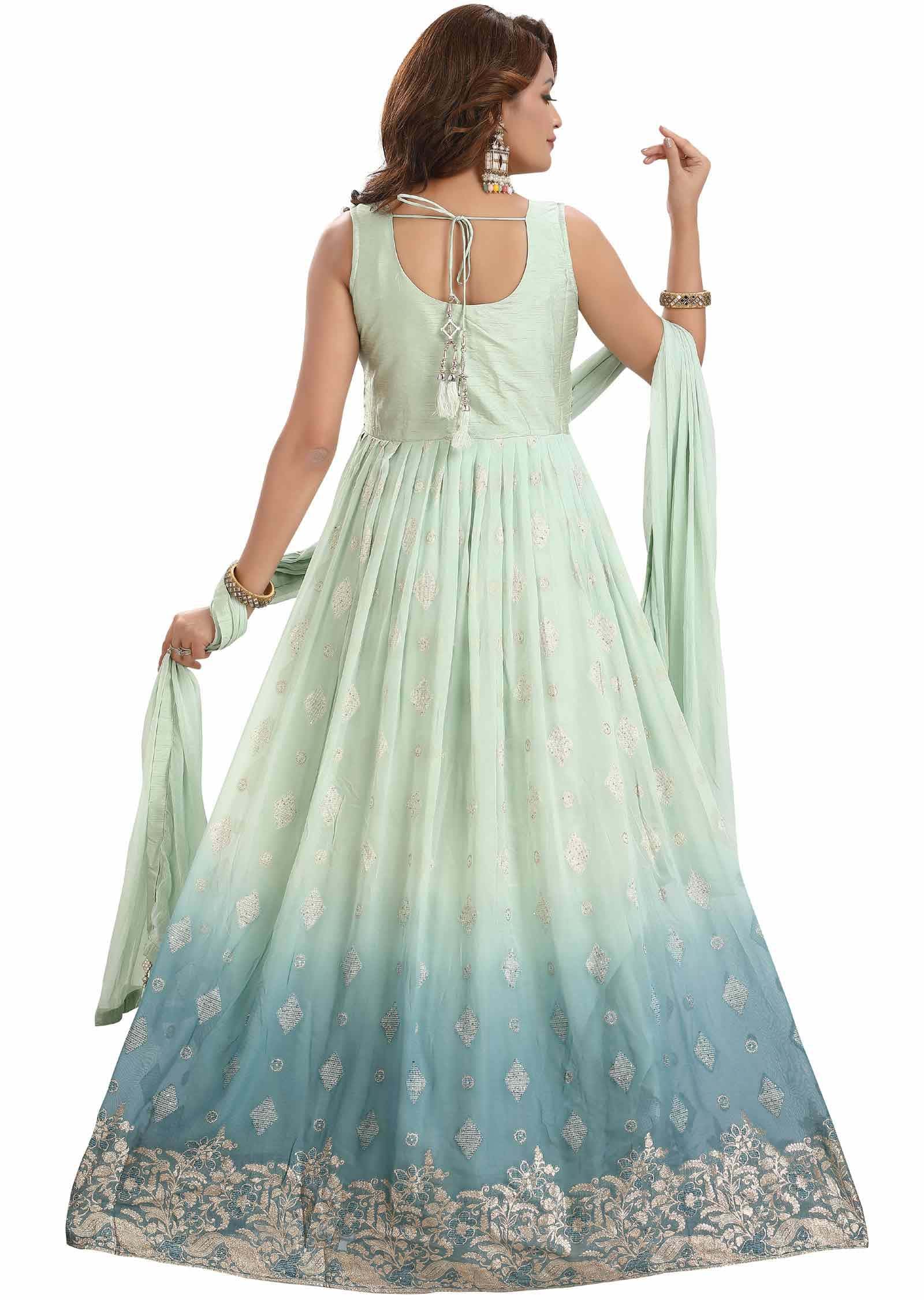 Pista Green Georgette Embroidered Anarkali