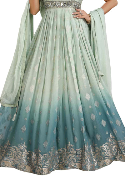 Pista Green Georgette Embroidered Anarkali