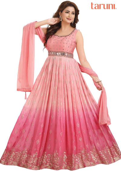 Light Pink Georgette Embroidered Anarkali