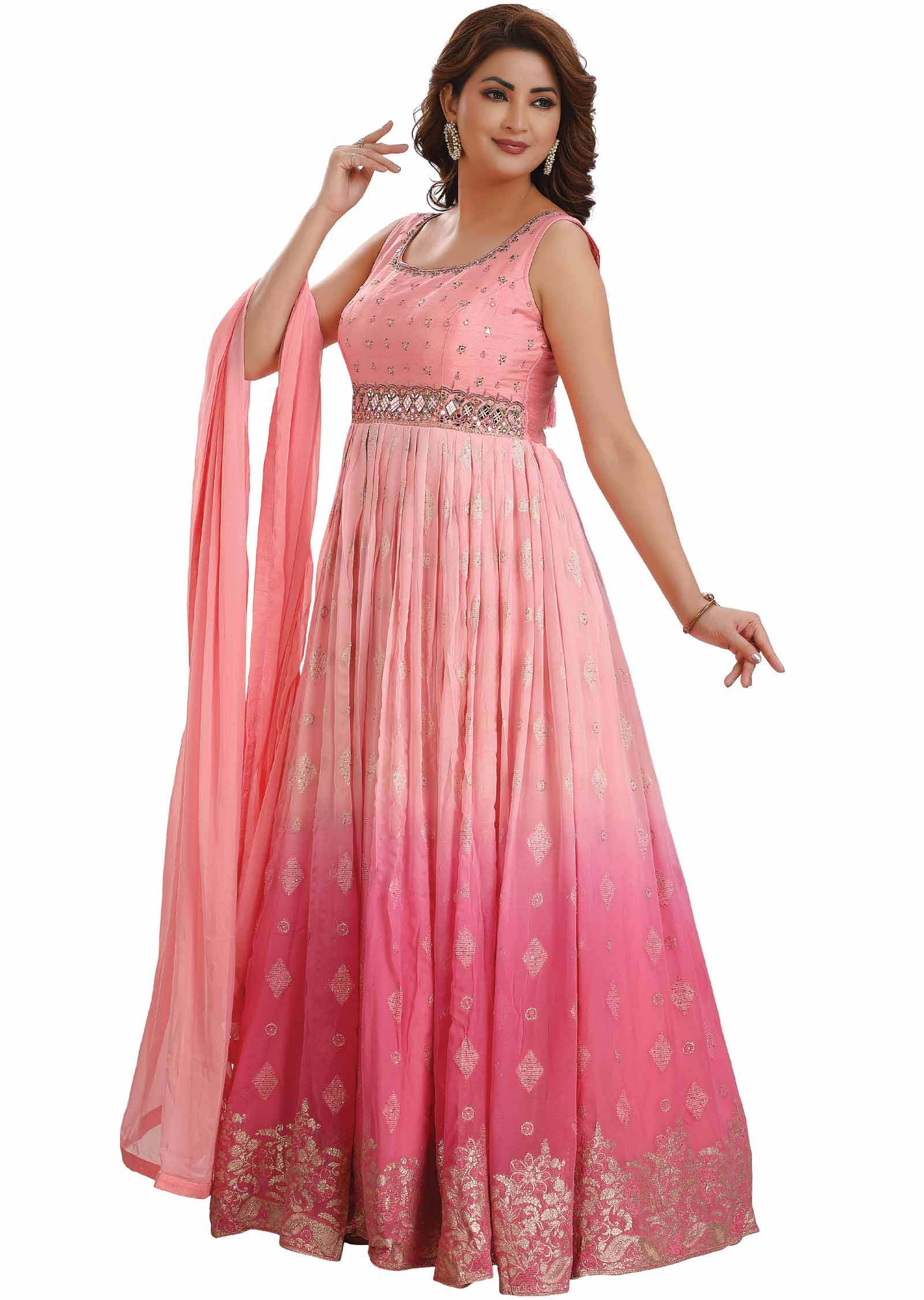 Light Pink Georgette Embroidered Anarkali