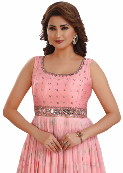 Light Pink Georgette Embroidered Anarkali