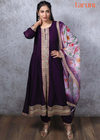 Purple Silk Anarkali