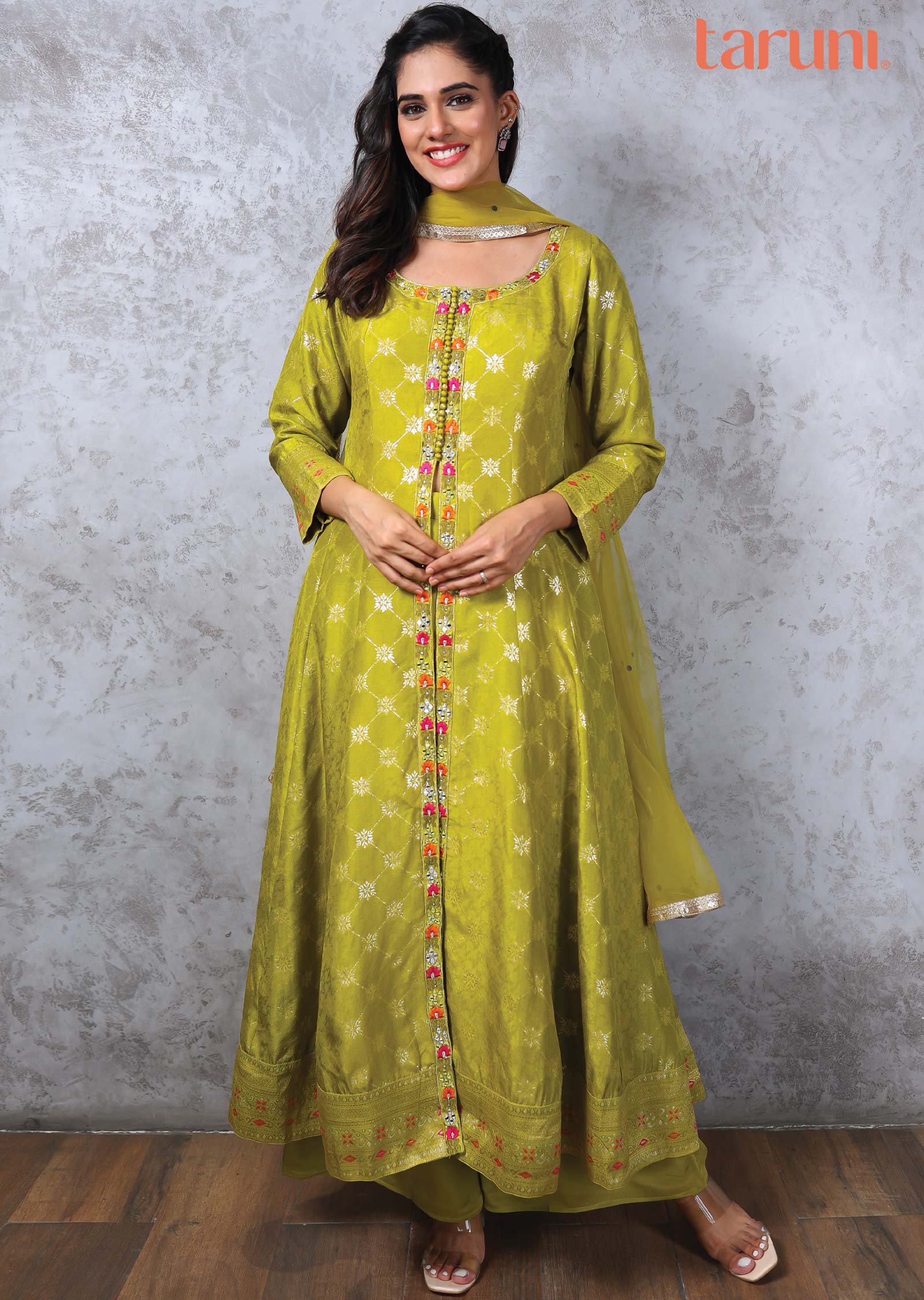 Green Banaras Anarkali