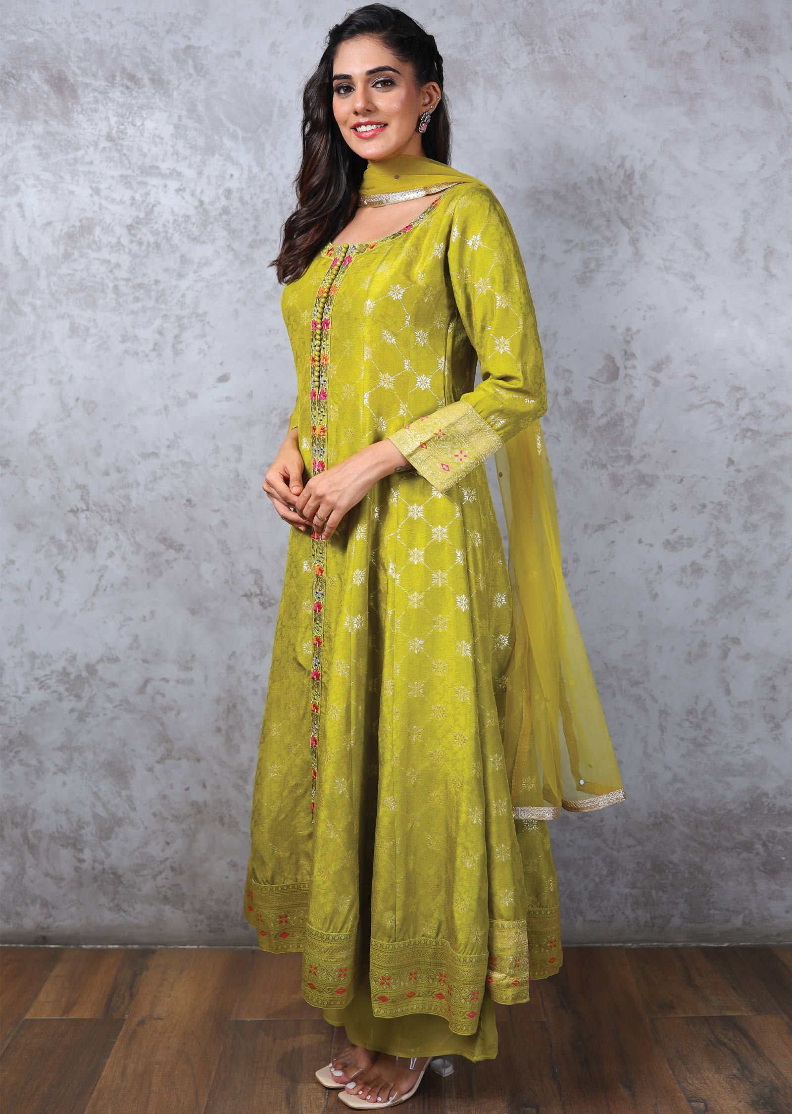 Green Banaras Anarkali