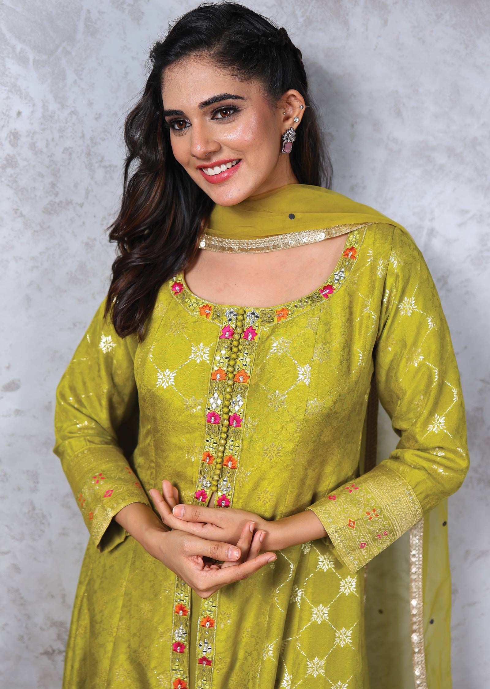 Green Banaras Anarkali