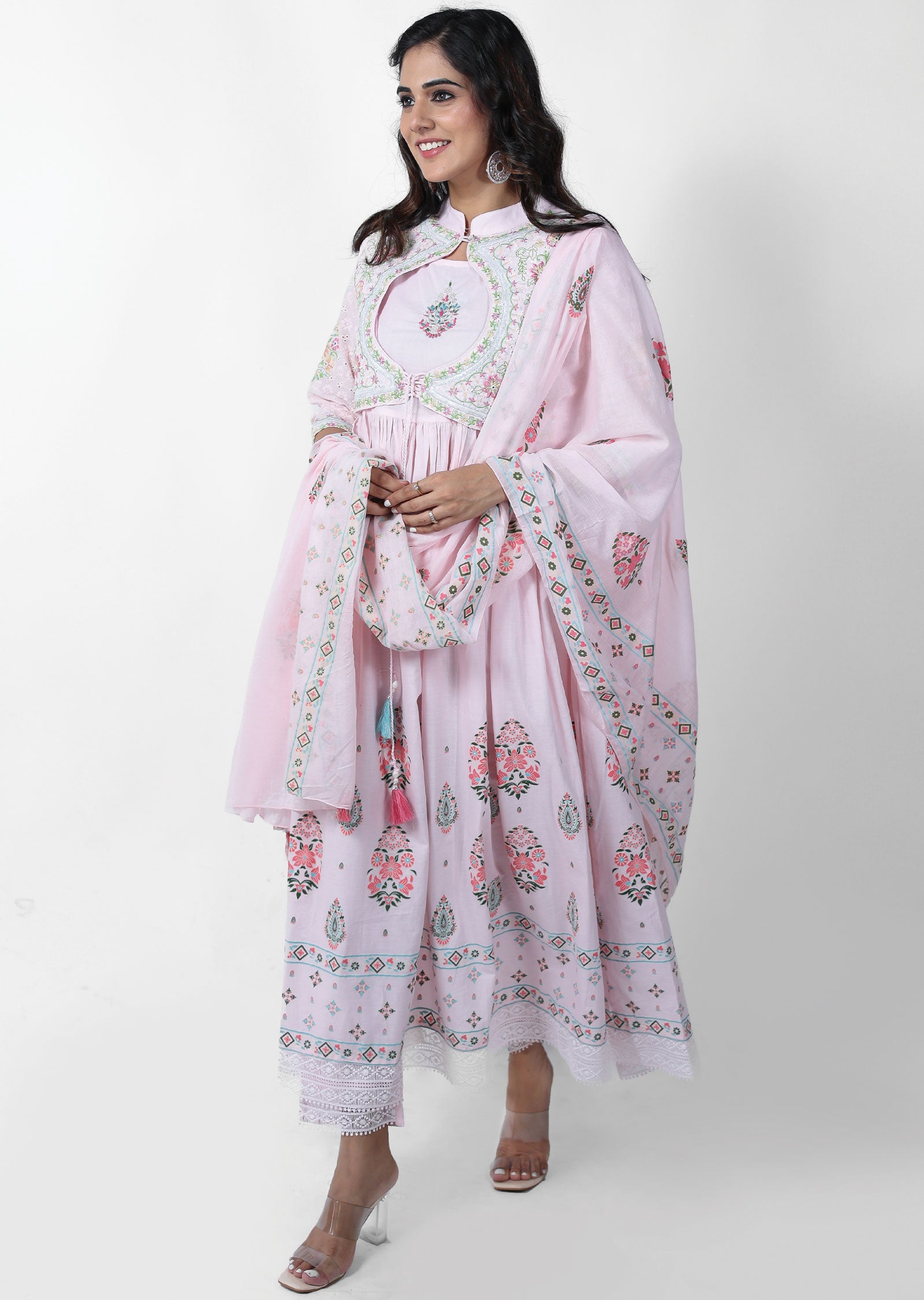 Pink Cotton Anarkali