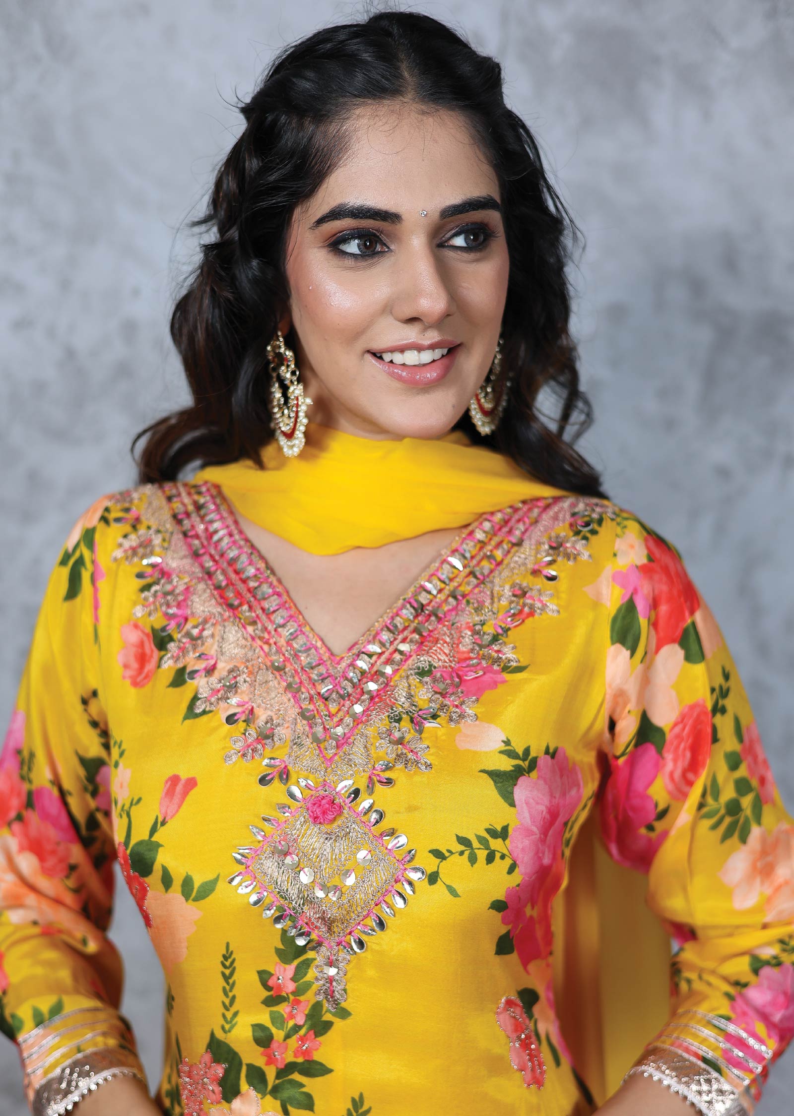 Yellow Cotton & Muslin Anarkali