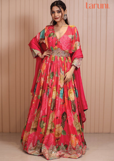 Pink Chinnon Anarkali