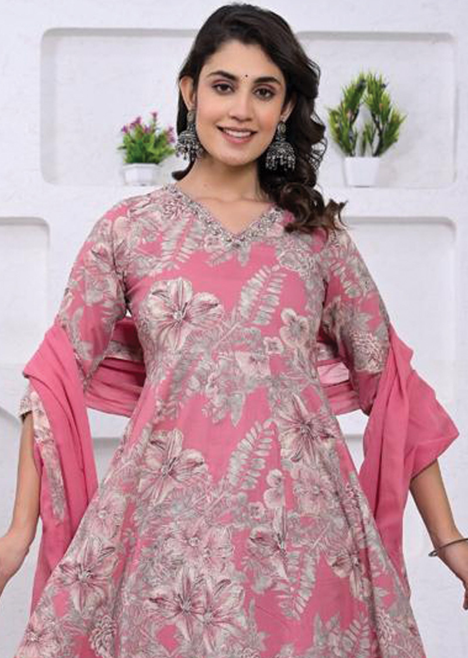 Pink Cotton Anarkali