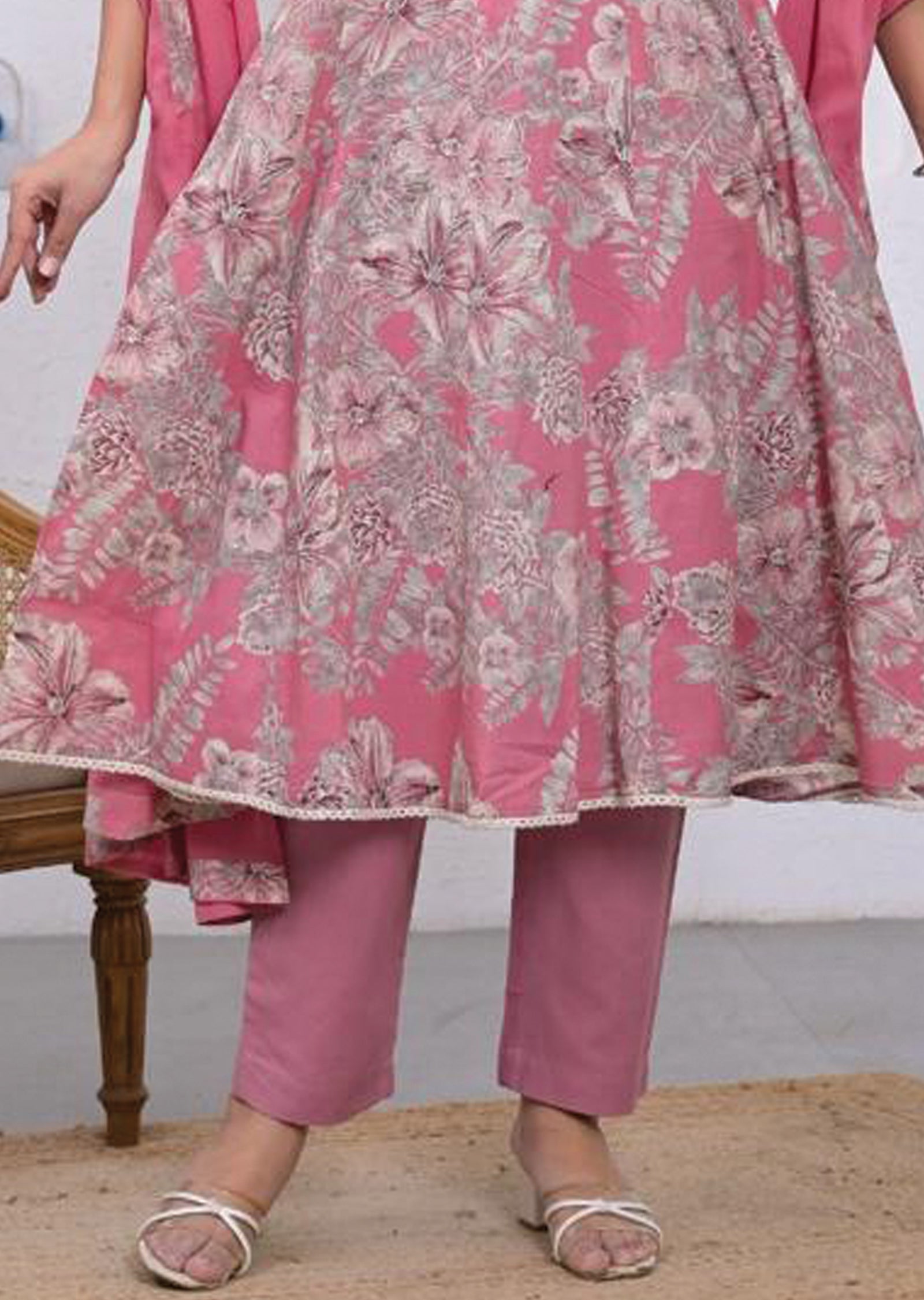 Pink Cotton Anarkali