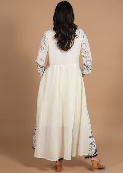 Cream Cotton Anarkali