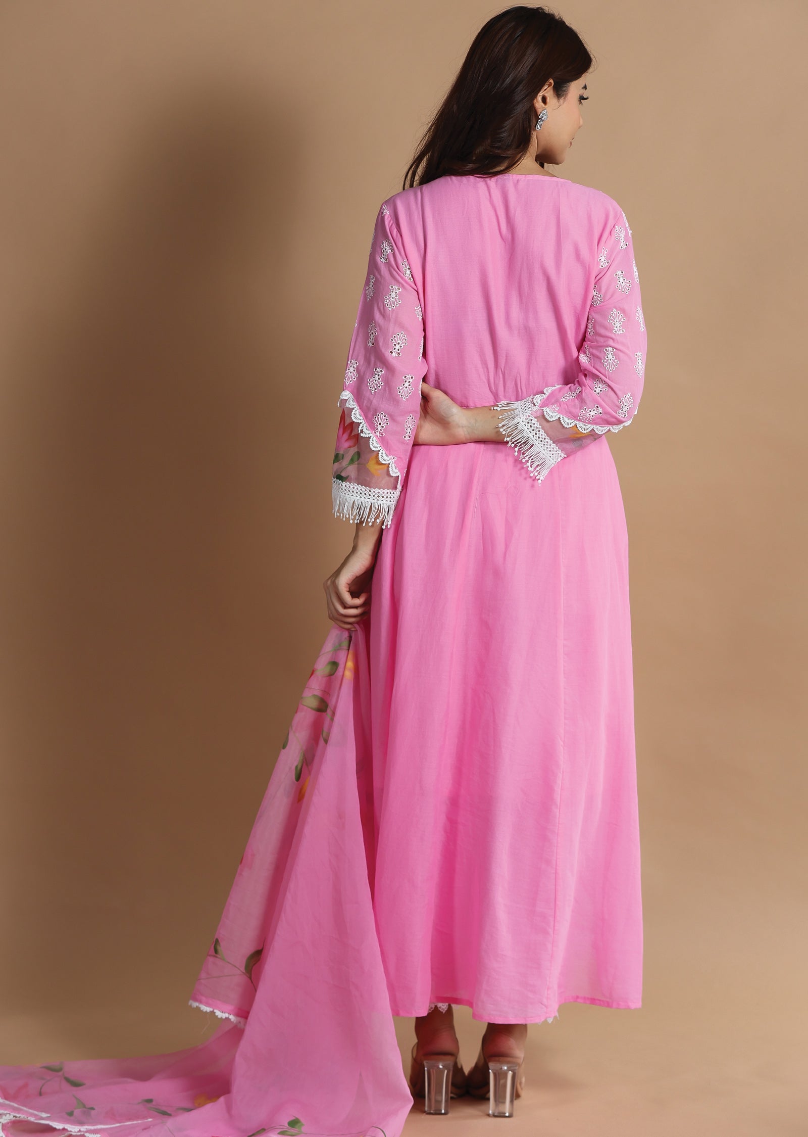 Pink Cotton Anarkali