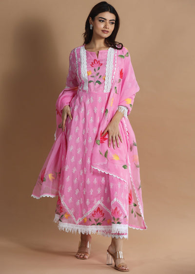 Pink Cotton Anarkali