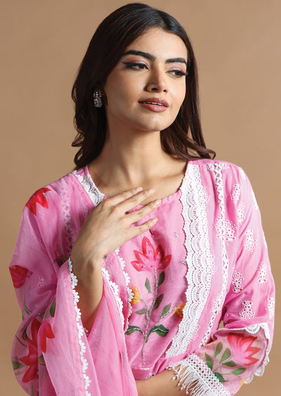 Pink Cotton Anarkali