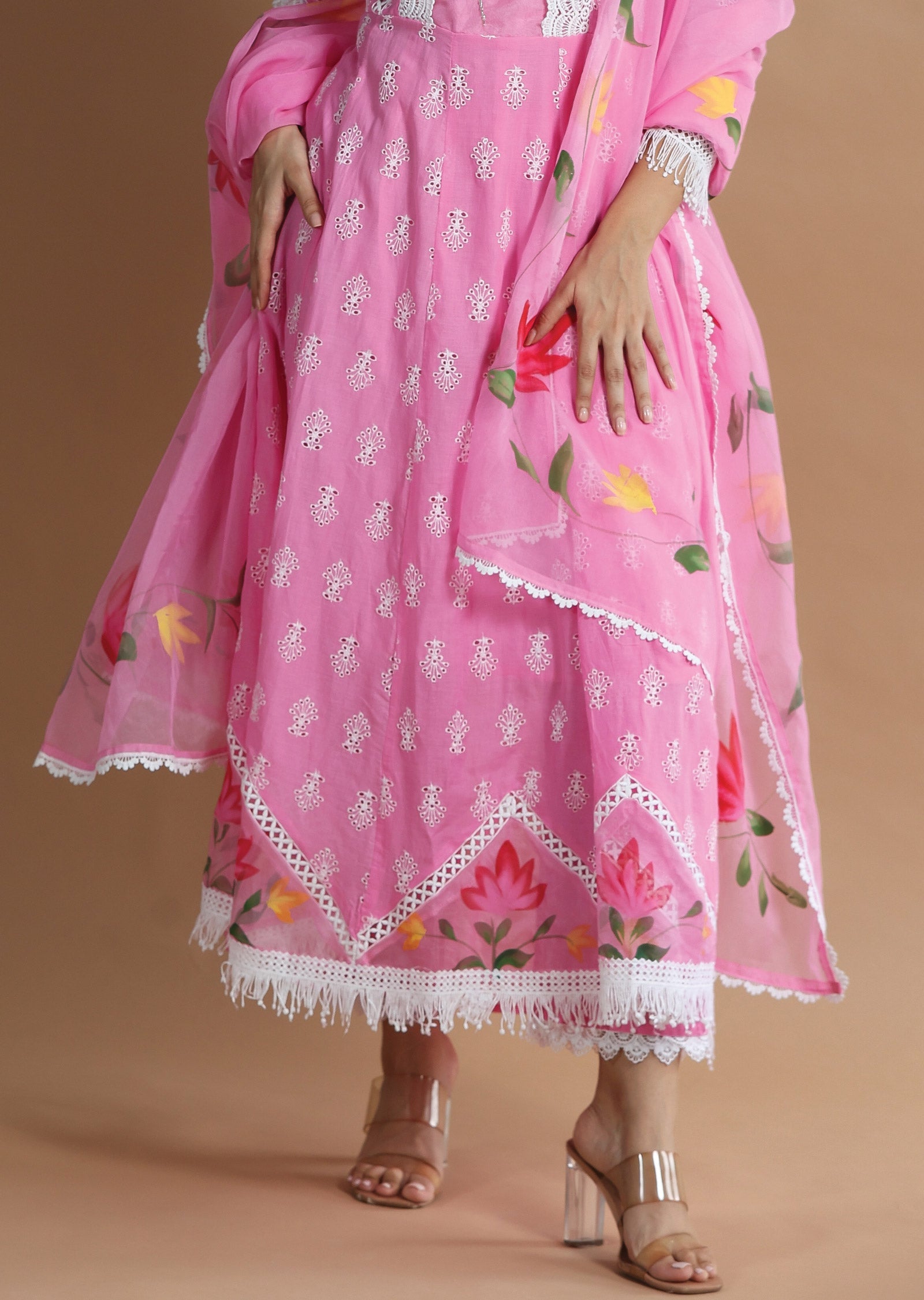 Pink Cotton Anarkali