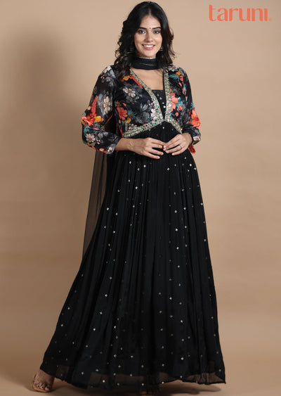 Black Chinnon Anarkali