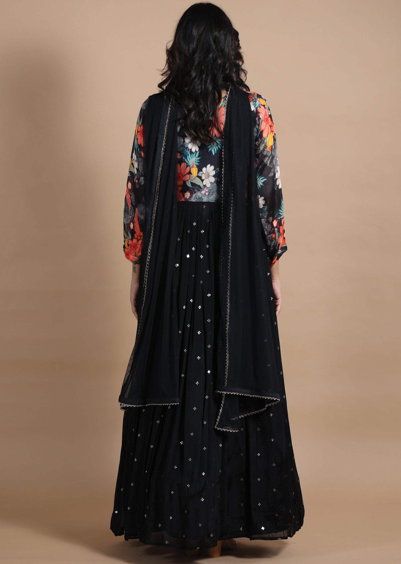 Black Chinnon Anarkali